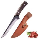 Fubinaty Chef Knife 5 Inch Handmade Forged Boning Knife High Carbon Steel Kitchen Knives Full Tang Cooking Knife with Leather Sheath and Wood Handle