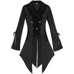Women s Gothic Jacquard Tailcoat UK Clearance, Ladies Victorian Vintage Tailcoats Lace-Up Tuxedo Jacket Long Sleeve Coats Lapel Overcoat Medieval Renaissance Steampunk Outerwear Punk Grunge Coat