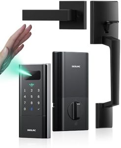 DESLOC Palm Vein Smart Lock with Handle, K140 Plus Keyless Entry Door Lock with Keypad Deadbolt, 10000mAh Li-ion Battery, App Control, WiFi Digital Front Door Lock, Auto Lock, BHMA Grade 3, Black