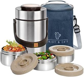 Pawovdeq 67 oz Adults Stainless Steel Vacuum Insulated Wide Mouth Soup Food Thermos Hot Food Jar with Keep Thermal Portable 3 Tier Stackable Bento Hot Food Containers Lunch Boxes (67 oz Silver)