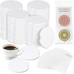 Zhehao 136 Pcs Ceramic Car Coasters with Bags and Cards 2.64'' Sublimation Coasters Blanks Ceramic Car Cup Holder Coasters with A Finger Notch for Easy Removal Car Coaster Packaging for Selling