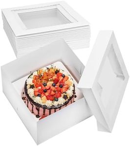 15Pcs Cake Boxes,12x12x8 Inch-White Bakery Boxes with Window-Large Baking Boxes with 80 Stickers for Pie,Cookies,Pastries-Carrier Take Out Container-Tall Dessert Cardboard Boxes for Birthday