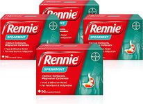 Rennie Antacids, Spearmint Flavour Heartburn Relief and Indigestion Tablets, Fast and Effective Relief for Acid Reflux, 4 Packs of 96 Tablets