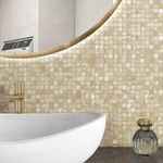 BeNice Peel and Stick Backsplash Tile Stickers Backsplash Kitchen,Peel and Stick Tile for Bathroom Wall Adhesive Tiles Peel and Stick on Small Tile Metal Tiles Square-5sheets Champagne Gold