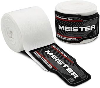 Meister Junior 108" Semi-Elastic Hand Wraps for MMA & Boxing (Pair) - White