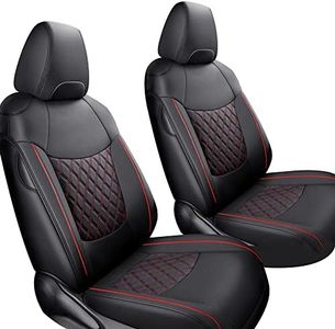GIANT PANDA Pu Leather Car Seat Covers Full Set Custom Fit for 2019 2020 2021 2022 2023 2024 2025 Toyota RAV4 LE, XLE, XLE Premium, Limited -(Non-Hybrid & Adventure,TRD-Off Black+Red)