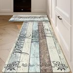 HEBE Anti Fatigue Kitchen Mat Set of 2 Non Slip Cushioned Kitchen Mats for Floor Waterproof Farmhouse Kitchen Rugs and Mats Set Comfort Standing Desk Mat Carpet for Sink,Office,Laundry