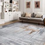 Calore Area Rugs for Living Room/Bedroom/Dining Room, Rugs Mordern Soft Abstract Distressed，Medium Pile Carpet Floor Mat (6.5 x 8.2 ft, Gray/Green/Grey)