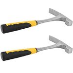 KOHAND 2 Pack 24oz Brick Hammer, Flat Head Rock Pick Hammer with Shock Reduction Grip, Chrome Plated Geological Hammer, Double Head Bricklayer's Hammer Masonry Hammers for Mining, Prospecting