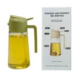 Doolitt Oil Dispenser Bottle for Kitchen,2 in 1 Oil Dispenser and Sprayer,470ml/16oz Glass Oil Contianer for Cooking,Kitchen,Air Fry, BBQ,Salad,Baking (Green)