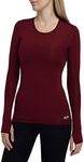 TCA Women's Stamina Long Sleeve Lightweight Running Top with Zip Pocket - Cabernet, Small