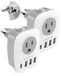 2 Pack Brazil Adapter Plug, VINTAR Type N Plug Adapter with 1 USB C,3 USB Ports and 2 American Outlets,6 in 1 Brazil Power Adapter for Canada to Brazil