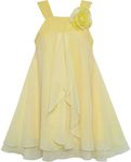 Sunny Fashion Girls Dress Sleeveless Halter Flower Multi Layer Chiffon Size 6 Years Yellow