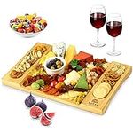 ROYAL CRAFT WOOD Charcuterie and Cheese Board - Large Bamboo Cheese Board - Serving Tray Platter - House Warming Gifts New Home - 15.5 x 10 inch