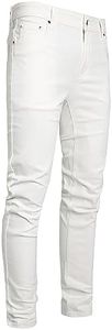 AITITIA Men's Ripped Jeans Taper Skinny Fit Stretch Denim Pants, 2012 White, 38