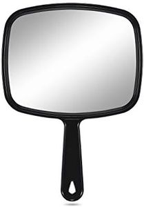 PROTECLE Large Hand Mirror, Salon Barber Hairdressing Handheld Mirror with Handle (Square Black 10.3"x7.4")