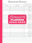 homework planner 2024-2025: Undated daily assignments notebook for middle-school, high-school & college students. Pink cover lesson tracker logbook for girls