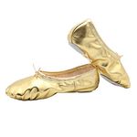 missfiona Ballet Shoes Women PU Leather Dance Slippers Adult Gymnastic Flat with Split Sole(3.5 UK, Gold)