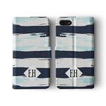 Tirita Personalised Compatible with iPhone 6 & 6s Flip Wallet Case Cover PU Leather Seaside Summer Boats Beach Riviera Custom Initials Name Monogram