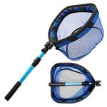 SAN LIKE Fishing Nets Landing Nets Floating Fishing Nets Collapsible Telescopic Pole Minnow Net- Folding Extend Rubber Coated Freshwater Saltwater Landing Net for Trout Bass Steelhead Salmon 40.8in