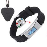 E/M/F Protection Bracelet, 7 in 1 Negative Ion Power Bio Bracelet Health Pain Relief Magnet Health Bracelet | E/M/F Protection Necklace/Pendant (Silver)