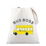 PLITI School Bus Driver Appreciation Gifts Bus Driver Tote Bag For Women Bus Monitor Funny Bus Boss Retirement Shopping Bag (bus boss TGCA)