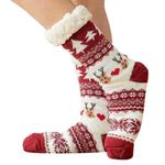 Alexvyan 1 Pair Soft & Cozy Thermal Crew Slipper Winter Thick Warm Fleece Lined Socks (without Thumb) for Girls Ladies Women