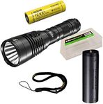 EdisonBright Nitecore MH25S 1800 Lumen USB-C Rechargeable 551 Yards Long Beam Throw LED Flashlight with 5000mAh Battery, Holster Battery Carrying case