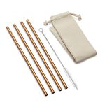 Outset 76627 Straight Stainless Steel Straws with Natural Bag Standard Copper