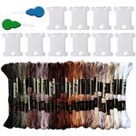 Misscrafts 30 Skeins Embroidery Floss Brown to White Gradient 8m Cross Stitch Threads Friendship Bracelets Floss with 10PCS Floss Bobbins 2PCS Needle Threader