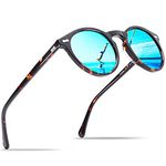 Carfia Vintage Polarized Sunglasses for Men UV400 Protection Retro Fashion Eyewear Hand-crafted Acetate Frame CA5288L