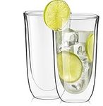 JoyJolt Spike Double Wall Glasses, Cocktail Beer Drinkware Glass (Set of 2) -13.5-Ounces