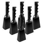 KEJJNYER 6 Pack Cow Bell with Handle Cowbells, 9 inch Noise Maker Cowbell, Black Cheering Bell Sporting Cowbells for Sporting Events