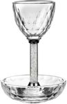 BOKER-TOV SHALOM Crystal Kiddush Cup Set - Premium Kiddush Wine Cup and Saucer for Shabbat, Havdalah, Passover - Judaica Shabbos and Holiday Gift (Clear Gemstones)