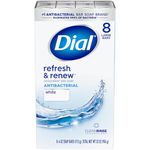 Dial Antibacterial Deodorant Soap, White, 4-Ounce Bars, 8 Count