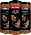 Weiman Leather Wipes - 3 Pack - Clean, Condition, Ultra Violet Protection Help Prevent Cracking or Fading of Leather Furniture, Car Seats and Interior, Shoes