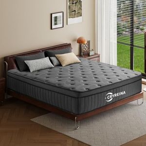 CRYREINA Queen Mattress 30cm Queen Size Mattress in a Box Upgrade Pocket Springs，Hybrid Bed Mattresses Medium Firm, Breathable Comfort Pressure Relief, Motion Isolation