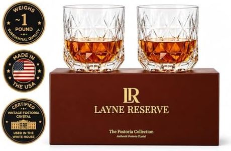 LAYNE RESERVE Crystal Whiskey Glasses - Authentic Vintage Fostoria Old Fashioned Rocks Glasses, Heavy Bourbon & Scotch Crystal, Made in the USA - Whiskey Gift Set 10 oz - The York