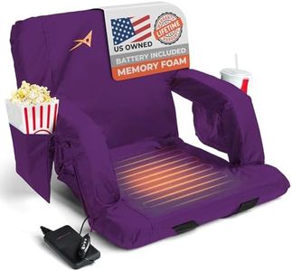 ACELETIQS Heated Stadium Seats for Bleachers with Back Support – USB Battery Included - Upgraded 3 Levels of Heat - Foldable Chair - 4 Pockets, Cup Holder - for Camping, Games & Sports (Purple)