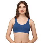 SOIE Women Solid Non Padded Non Wired Full Coverage Stretch Cotton Minimizer Bra, Midnight, 34DD