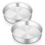 HaWare 8 Inch Cake Tin, Stainless Steel Round Baking Pan Set of 2, Birthday Wedding Layer Cake Tin for Baking Roasting Serving, Healthy & Non-Toxic, Mirror Polished & Dishwasher Safe (20cm)