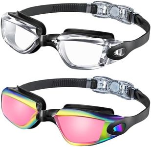 NSSIW Kids Swim Goggles Kids-Goggles-for-Swimming: Kids Goggles Anti Fog Youth Pool Goggles with UV400 and No Leak 2 Pack Ages 6-14