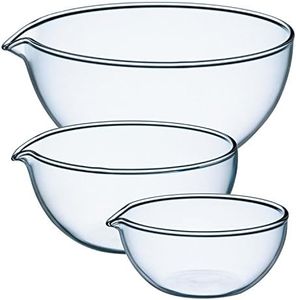 iwaki Bowl-3 Glass Lip Bowl, 3-Piece Set, 1.7 fl oz (50 ml), 3.9 fl oz (100 ml), 8.8 fl oz (250 ml), Large, Medium, Small