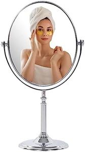 SRUNISH Makeup Mirror|Magnifying Glass Mirror Makeup|Double Side Magnification|Tabletop Vanity Hand Mirrors Stand|5X And 1X|(Men&Women-Silver, Oval, Framed)