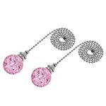 sourcing map 20 Inch Ceiling Fan Pull Chain, Decorative Crystal Fan Pull Chain Ornament Extension, 3mm Diameter Beaded 30mm Ice Cracked Ball Pendant, Pink 2Pcs