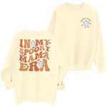 BANGELY In My Spooky Mama Era Sweatshirts Women Cute Mom Halloween Shirts Spooky Season Sweatshirt Ghost Fall Pullover Tops, Apricot, Medium