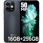 Ulefone Note 16 Pro Mobile Phones, Up to 16GB+256GB 50MP Camera Octa Core Smartphone SIM Free Unlocked 6.52” HD+ Android 13 4400mAh 4G Dual SIM Fingerprint ID GPS OTG, UK Version 2 Year Warranty-Black