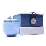 Small Ashes Urn Pet Ashes,Cremation Urns Ceramics Memorial Ashes Urn,Sealed and Moisture-Proof,Handicrafted Ceramic Coffins for Pets or Humans to Keep Ashes(Blue)