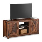 CLIPOP Industrial TV Cabinet with Storage Wood TV Stand Unit Cabinet for TVs up to 60", Media Centre with 2 Doors & Open Shelves, TV Table for Living Room, Dinning Room & Bedroom, Rustic Brown