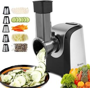 Homdox Electric Cheese Grater 5 in 1 Professional Electric Shredder Vegetable silcer 150W One-Touch Control Salad Maker for Cheese, Chocolate, Fruits, Vegetables